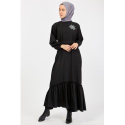 Fırfırlı Elbise (Siyah)